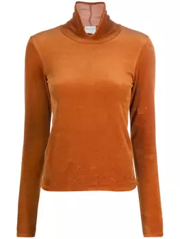 Футболка Forte Forte бархатный топ с высоким воротником, коричневый