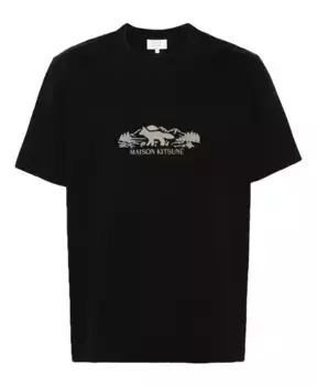 Футболка Fox с логотипом национальных парков Maison Kitsun, черный