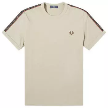 Футболка Fred Perry Contrast Tape Ringer T-Shirt, цвет Warm Grey & Brick