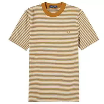 Футболка Fred Perry Fine Stripe Heavyweight T-Shirt, цвет Dark Caramel & Silver Blue
