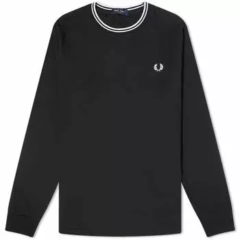 Футболка Fred Perry с длинными рукавами и двойным кончиком, черный