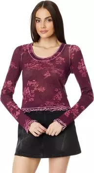 Футболка Free People Garner Tee Long Sleeve, цвет Berry Combo