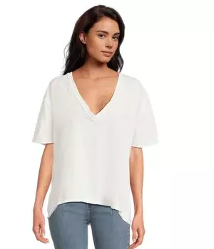 Футболка Free People Nina Tee V, слоновая кость