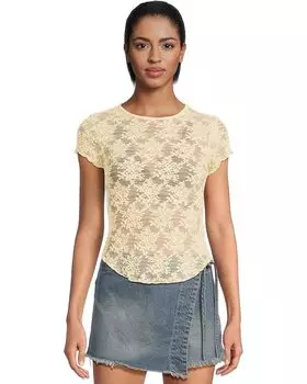 Футболка Free People Ready To Go Lace Tee, цвет Butter Yellow