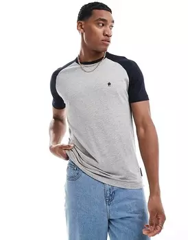 Футболка French Connection – реглан светло-серой меланхолии и темно-синего цвета