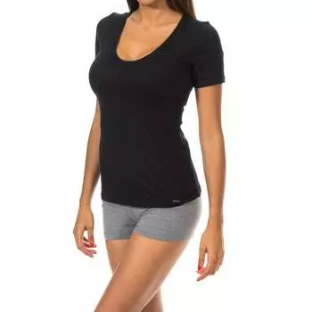 Футболка Fresh с короткими рукавами и v-образным вырезом из легкой ткани 1045207 женщина Janira, черный