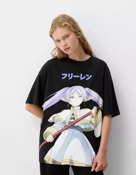 Футболка frieren большого размера с коротким рукавом Bershka, черный