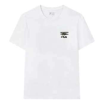 Футболка funny logo printing sports round neck short sleeve white Fila, белый