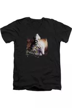 Футболка / футболка Batman Arkham City Certified Insane с коротким рукавом и V-образным вырезом для взрослых Gildan, черный