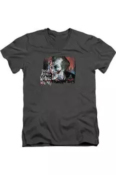 Футболка / футболка Batman Arkham City Plenty Wrong с коротким рукавом и V-образным вырезом для взрослых Gildan, цвет charcoal