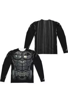 Футболка/футболка Batman Arkham Knight Uniform (принт спереди/сзади) с длинным рукавом для взрослых из полиэстера Gildan, белый