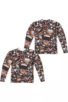 Футболка / футболка Batman Famous Wretch Sub (принт спереди/сзади) с длинным рукавом для взрослых из полиэстера Gildan, белый