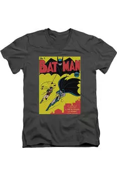 Футболка/футболка Batman First с коротким рукавом и V-образным вырезом для взрослых из премиального хлопка Gildan, цвет charcoal