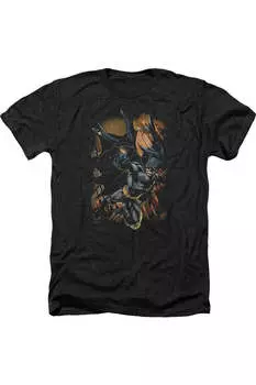 Футболка / футболка Batman Grapple Fire для взрослых Heather Gildan, черный