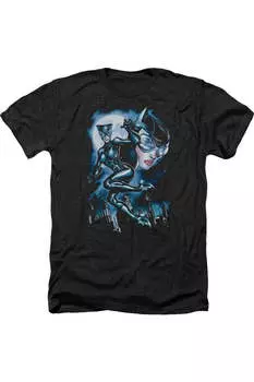 Футболка/футболка Batman Moonlight Cat для взрослых Heather Gildan, черный