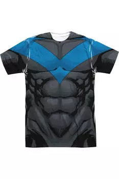 Футболка / футболка Batman Nightwing Blue Uniform с коротким рукавом для взрослых из полиэстера Gildan, белый