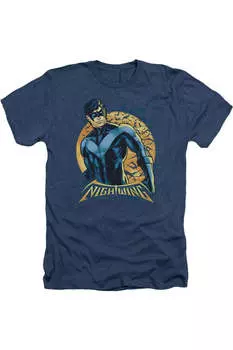 Футболка/футболка Batman Nightwing Moon для взрослых Heather Gildan, темно-синий