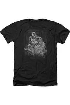 Футболка / футболка Batman Pencilled Rain для взрослых Heather Gildan, черный