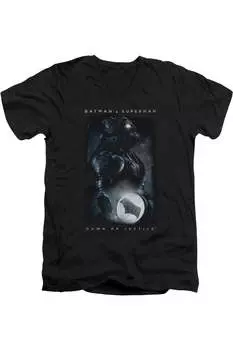 Футболка / футболка Batman V Superman Signal с коротким рукавом и V-образным вырезом для взрослых из премиального хлопка Gildan, черный