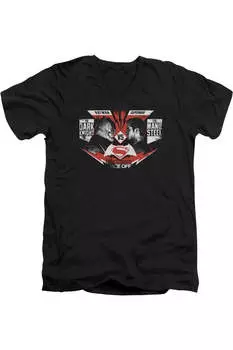 Футболка / футболка Batman V Superman Ultimate Face Off с коротким рукавом и V-образным вырезом для взрослых из премиального хлопка Gildan, черный