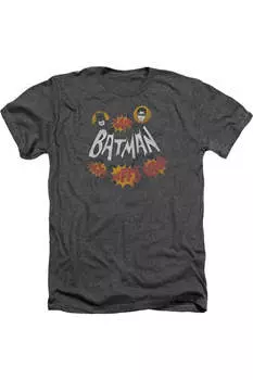 Футболка / футболка для взрослых с классическими телевизионными звуковыми эффектами Batman Heather Gildan, цвет charcoal