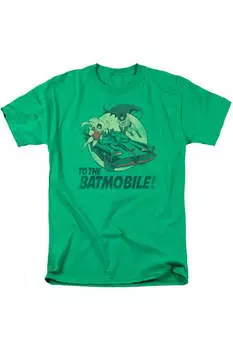 Футболка / футболка для взрослых с коротким рукавом Batman Classic Tv To The Batmobile Gildan, цвет kelly green