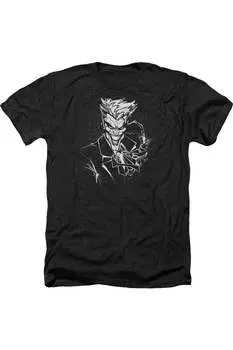 Футболка / футболка для взрослых с принтом «Бэтмен Джокерс Сплэттер Улыбка» для Heather Gildan, черный