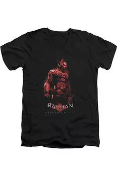Футболка/футболка из хлопка премиум-класса Batman Arkham Knight с коротким рукавом и V-образным вырезом для взрослых Gildan, черный