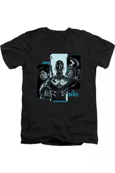 Футболка/футболка из хлопка премиум-класса Blue Beetle (2023) Host Reyes с коротким рукавом и V-образным вырезом для взрослых Gildan, черный