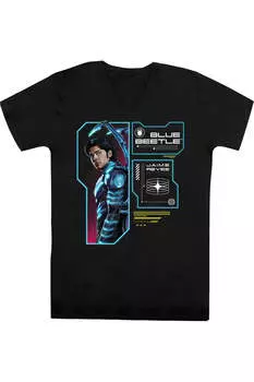 Футболка/футболка из хлопка премиум-класса Blue Beetle (2023) с коротким рукавом и V-образным вырезом для взрослых Gildan, черный