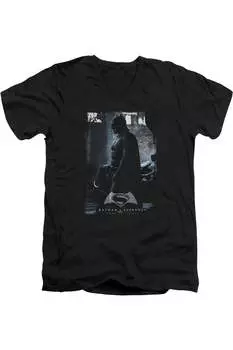 Футболка / футболка из хлопка премиум-класса с коротким рукавом и V-образным вырезом для взрослых с изображением летучей мыши «Бэтмен против Супермена» Gildan, черный