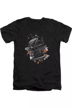 Футболка / футболка из хлопка премиум-класса с коротким рукавом и V-образным вырезом для взрослых Batman V Superman Bat Head Tech Gildan, черный