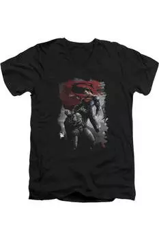 Футболка / футболка из хлопка премиум-класса с коротким рукавом и V-образным вырезом для взрослых Batman V Superman Choke Gildan, черный