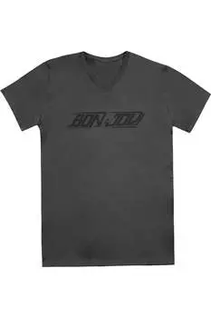 Футболка/футболка из хлопка премиум-класса с коротким рукавом и V-образным вырезом для взрослых с логотипом Bon Jovi Gildan, цвет charcoal