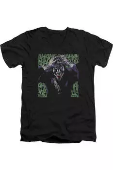 Футболка/футболка из хлопка премиум-класса с коротким рукавом и V-образным вырезом для взрослых Batman Insanity Gildan, черный