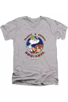 Футболка / футболка из хлопка премиум-класса с коротким рукавом и V-образным вырезом для взрослых с героями мультфильмов «Аниманьяки Слэппи и Скиппи Белочка» Gildan