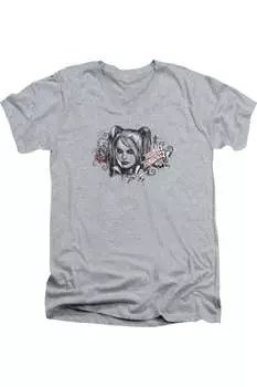 Футболка / футболка из премиального хлопка с коротким рукавом и V-образным вырезом для взрослых Batman Arkham Knight Hq Sketch Gildan, цвет athletic heather