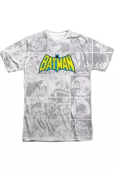 Футболка / футболка с коротким рукавом для взрослых из 100% полиэстера DC Comics Vintage Bat Strip Gildan, белый