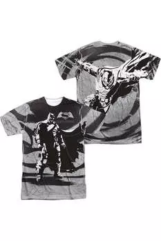 Футболка / футболка с коротким рукавом для взрослых из полиэстера Batman V Superman Batman Contrast (принт спереди/сзади) Gildan, белый