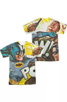 Футболка / футболка с коротким рукавом для взрослых из полиэстера Batman Classic Tv On The Chin (принт спереди/сзади) Gildan, белый