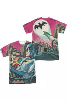 Футболка / футболка с коротким рукавом для взрослых из полиэстера Batman Classic Tv Bat Signal (принт спереди/сзади) Gildan, белый