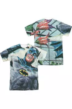 Футболка / футболка с коротким рукавом для взрослых из полиэстера Batman Classic Tv Foliage (принт спереди/сзади) Gildan, белый