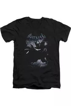 Футболка / футболка с коротким рукавом и V-образным вырезом для взрослых Batman Arkham Origins Out Of The Shadows Gildan, черный