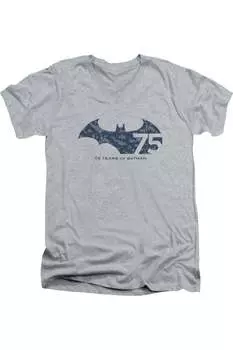 Футболка / футболка с коротким рукавом и V-образным вырезом для взрослых с коллажем Batman 75 Year Gildan, цвет athletic heather