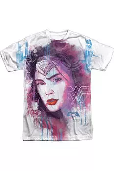 Футболка / футболка с коротким рукавом из полиэстера для взрослых с принтом «Бэтмен против Супермена» и акварелью «Чудо-женщина» Gildan, белый