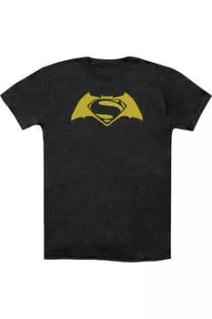 Футболка / футболка с простым логотипом Batman V Superman для взрослых Heather Gildan, черный