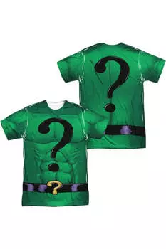 Футболка/футболка в форме Бэтмена-Загадочника (принт спереди/сзади) с коротким рукавом для взрослых из полиэстера Gildan, белый