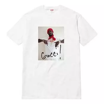 Футболка fw16 gucci mane tee white character printing short sleeve Supreme, белый