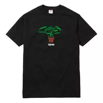 Футболка fw17 plant tee pale black bonsai printing short sleeve Supreme, черный