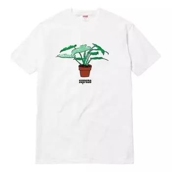 Футболка fw17 plant tee pale blue bonsai printing short sleeve white Supreme, белый